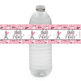Paris Party Water Bottle Labels - 24 Stickers