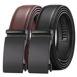 SENDEFN Ratchet Belts Men 2 Pack, Mens Leather Belt in Gift Set Box for Dress Casual, Size Adjustable Trim to Fit