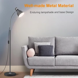 LEPOWER Floor Lamp, Metal Standing Lamp with Adjustable Gooseneck, Heavy Metal Base, Reading Pole Lamp for Office, Black Floor Lamps for Bedroom, Living Room