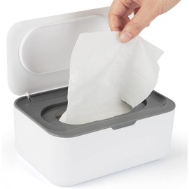 Flenpptly Dispensador de toallitas para bebé, funda para toallitas para bebé, mantiene las toallitas frescas, antideslizantes, fáciles de abrir y cerrar (gris)
