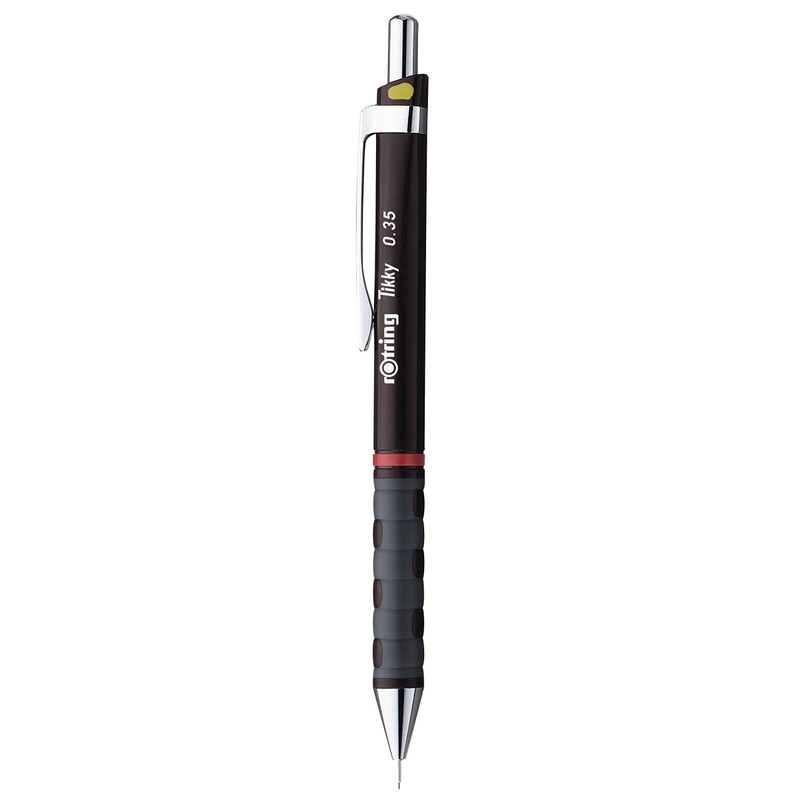 rOtring Tikky Mechanical Pencils, HB 0.35 mm, Burgundy Barrels, 12
