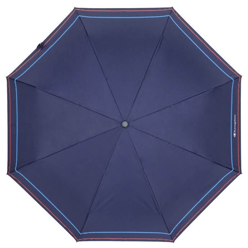 Champion CHM34MN58-N Mini Folding Umbrella, Navy, Hem Border Pattern, 23.8