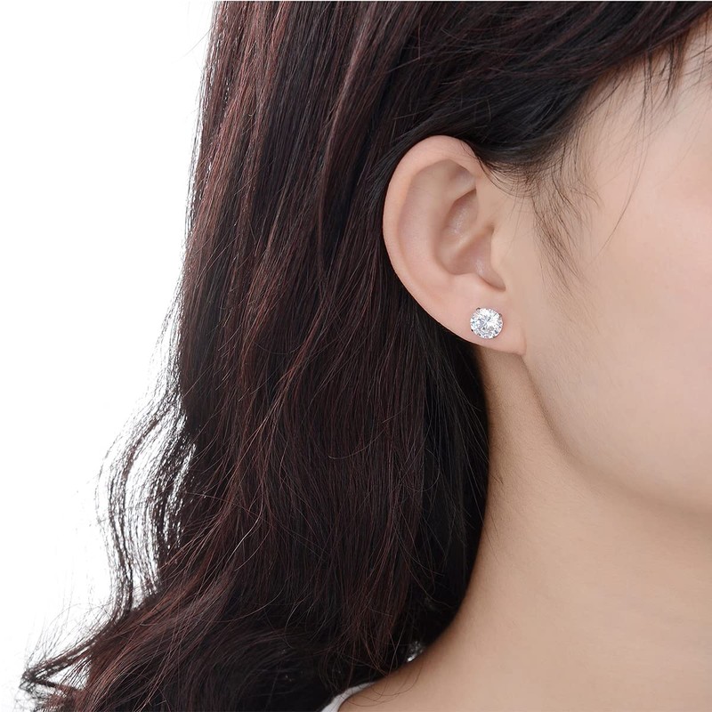 G23 Titanium CZ Stud Earrings for Sensitive Ears, Pure Titanium