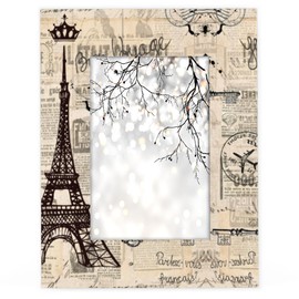 HUXINO Eiffel Tower Vintage Paris Picture Frame 4x6 Wooden Photo Frame for Table Top Display Wall Hanging Home Decor