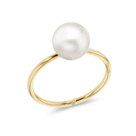 CARISSIMA Women's 9ct Yellow Gold Single Pearl Hoop Cartilage Earring