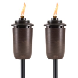 TIKI 2-Pack Honey Copper Outdoor Torches – Easy Install Decorative TIKI Torches for Patio, Backyard & Garden – Includes Long-Lasting Wicks & Snuffer, Weather-Resistant, Bronze