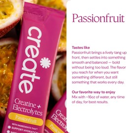 Create Creatine + Electrolytes Mix - Creatine Monohydrate Stick Packs, Supports Energy and Hydration, NSF Certified for Sport, 30 Count, Passion Fruit