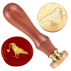 DELORIGIN Crow Heart Wax Stamp 1" Removable Brass Stamp Head with Wood Handle Retro Crow Wax Sealing Stamp for Wedding Envelopes Party Invitations Wine Packages Greeting Cards Decoration