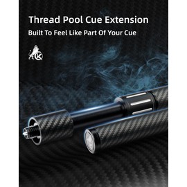 KONLLEN Threaded Carbon Fiber Pool Cue Extension with 3 Bumpers – Bullet-Shaped Joint for Stable Fit – Preserves Balance & Stroke Feel – Tool-Free Installation