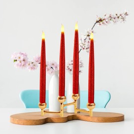 Furora LIGHTING Red LED Taper Candles, Window Candles, Candle Lights, Long Candles, Battery Powered Candles, Electric Candles Window Lights with 6 Hour Timer Function - Red 11.5", Pack of 2