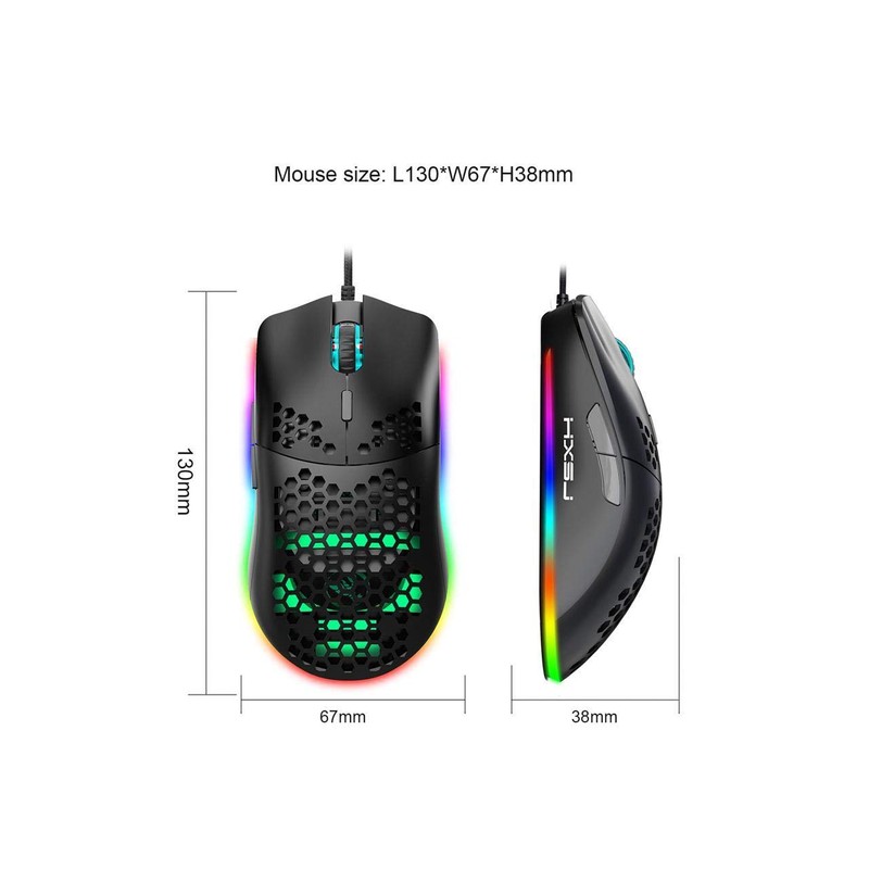 RGB Gaming Mouse with Honeycomb Shell, Ultraweave Cable, 6400 DPI