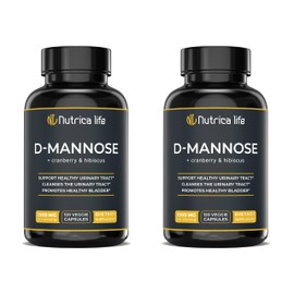 Nutrica Life Urinary Tract Infection Treatments D Mannose 1000mg Capsules - D-Mannose & Cranberry Pills with Hibiscus Extract - Strength Urinary Tract Health