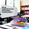 Enday Large Capacity Double Deck Pencil Box - Purple Plastic