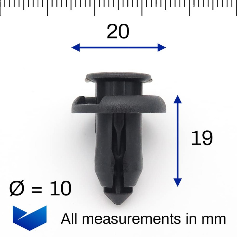 VVO Fasteners- 10mm Bumper Trim Clips- Push Fit Plastic Rivet