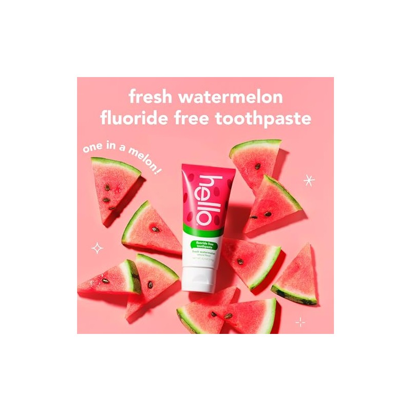 Hello Smiling Shark and Fresh Watermelon Fluoride Free Kids Toothpaste