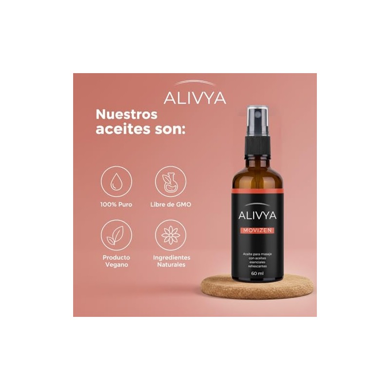 Alivya Movizen – Aceite para Masaje Corporal, Con Sensación Refrescante,