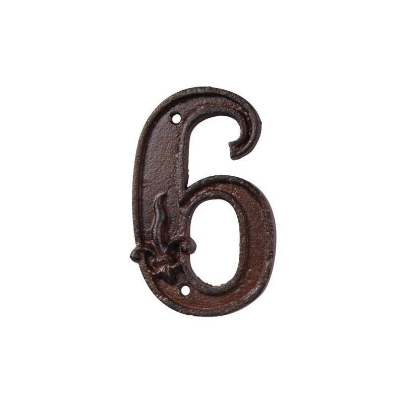 Esschert Design Cast Iron House Number, Rust Brown, 7.9 x