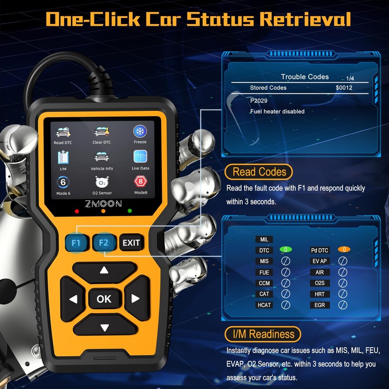 ZMOON ZM201 Professional OBD2 Scanner Diagnostic Tool, Enhanced Check Engine