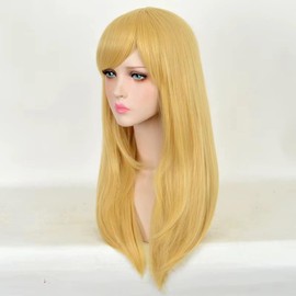 Alice Wig Cosplay, Wiglight Gold, Blonde Hair, Diagonal Bangs, Fluffy, Heat Resistant Wig, Party, Halloween, Costume, Cultural Festivals, Events + Black Ribbon Headband
