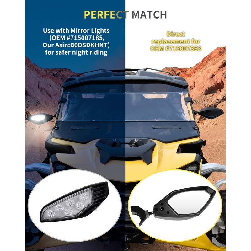 SLORIMOD Aluminum Side Mirrors for Can-Am Maverick R / X3