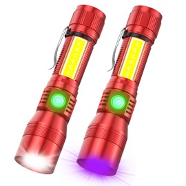 Vnina UV Rechargeable Flashlights Tactical,1000 High Lumens 3 in 1 LED Black Light Flashlight -Magnetic Base/Sidelight/Zoomable, Bright Pocket Flash Light for Stains Detection Camping Emergency,Red