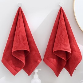 sense gnosis Pink Hand Towel Set of 2 Premium 100% Cotton Herringbone Striped Weave Ultra Soft Highly Absorbent Hand Towel for Bathroom 13 X 29 Inch