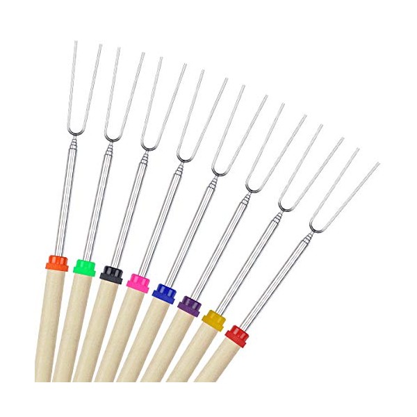 COVVY BBQ Marshmallow Roasting Stick Set of 8 Telescoping Extendable