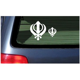Sikh Khanda Symbol Vinyl Decal Window Sticker Religious Pride Faith Sikhism Two Sizes