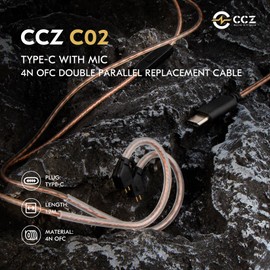 KZ ZS10 PRO Type-C IEM Cable With Mic , CCZ C02 4N OFC Double Parallel Replacement Earphone Upgraded Cord, 1.20m SPC in Ear Monitor Cable for Audiophile Musician EDX PRO/Castor (2PIN, Brown, 1.2m)