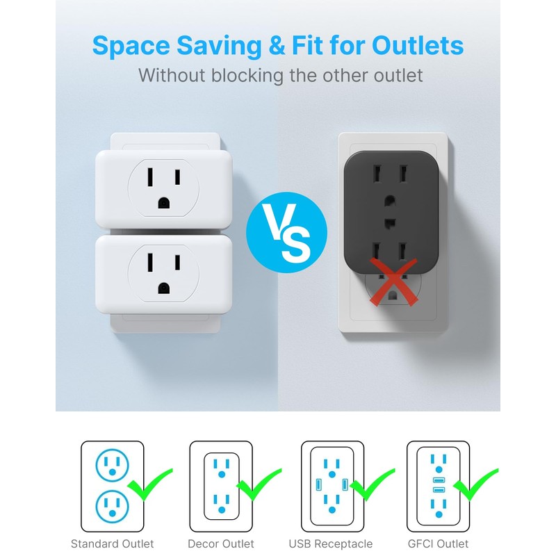 Multi Plug Wall Outlet Extender 2 Pack, VINTAR Electrical Multiple