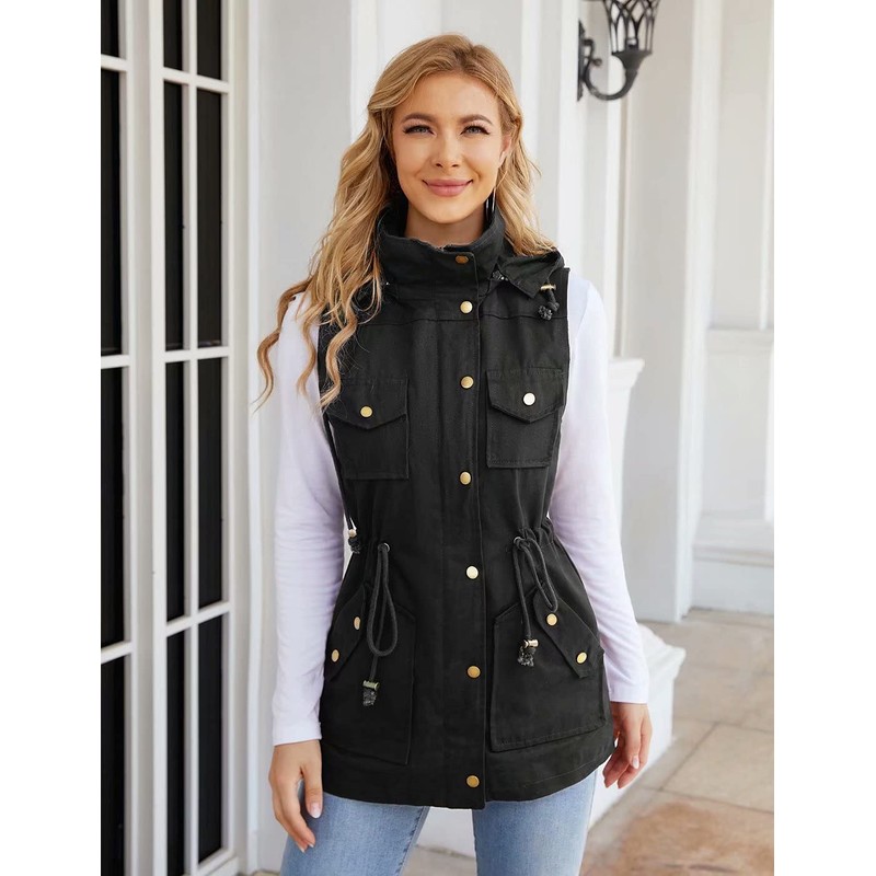 BBX Lephsnt Women's Anorak Utility Jacket Vest Multi-Pockets Outdoors Vest