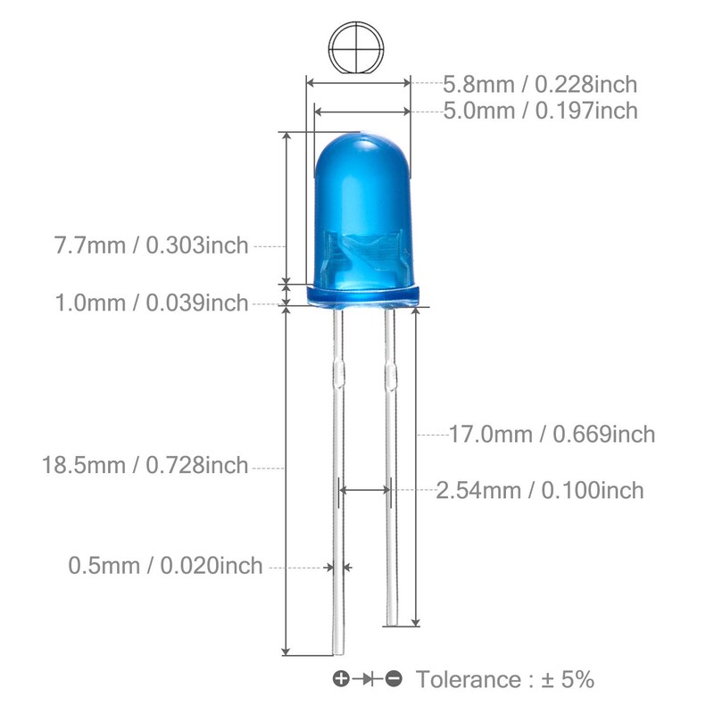CHANZON 100 pcs 5mm Blue Diffused LED Diode Lights (Colored