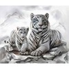 Diamond Painting Set, Picture with White Tiger Mum with Cub