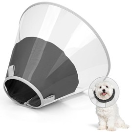Supet Dog Cone Collar to Stop Licking with Soft Pad, Clear Elizabeth Recovery Collar after Surgery, Neutering, Injury, Pet Head Cone Alternative for Large, Medium, Small Dogs (Black,XS)
