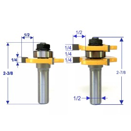 sct-888 2 pc 1/2" Sh Tongue & Groove Assembly Joint Router Bit Set sct-888
