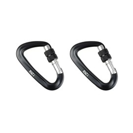 Frenflu Carabiner, 2 Pieces, Ultra Lightweight, Load Capacity, 12 KN Small Carabiner, Climbing Screw Lock, D Lock, Multi-functional Lamp, Climbers, Climbers, High Altitude Workers, Lightweight