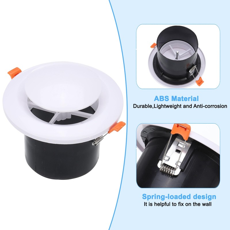 PATIKIL 4 Inch Round Air Vent Spring Loaded, ABS Adjustable