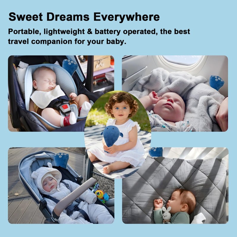 Baby Vibrating Sleep Soother, Portable White Noise Machine for Baby