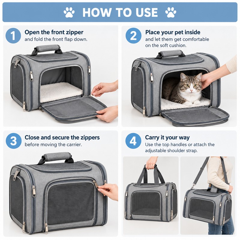 Dog Carrier for Small Medium Cats Puppies up to 15