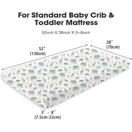 Little Grape Land Muslin Crib Sheet,2pk 100% Cotton Crib Sheets for Standard Crib Mattress & Toddler Bed Mattress 52"x28", Soft Breathable Neutral Crib Sheets Fitted for Boys Girls, Safari