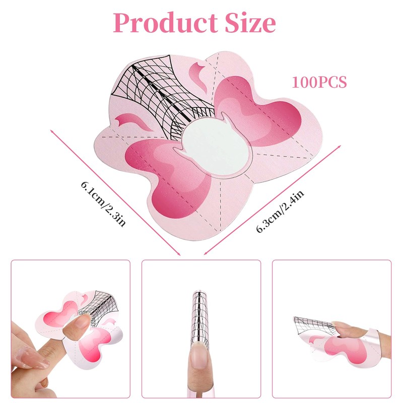 BQAN 100PCS Nail Forms for Builder Gel, Self Adhesive Nail