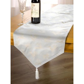 Emma Barclay Reindeer 10 Piece Christmas Table Set in Cream (60x84 Table Cloth, 13x90 Table Runner and 8 Napkins