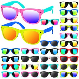 AGGKKY Kids Sunglasses Bulk, 24 Pack Kids Sunglasses Party Favors, Neon Kids Sunglasses Bulk for Boys Girls with UV400 Protection, Birthday Party, Goody Bag Favors, Beach Pool Party Favors