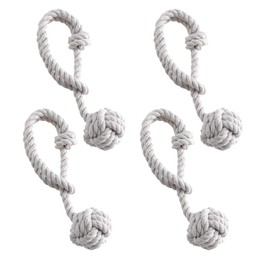 Home Queen Alzapaños de cortina para tejer a mano, lazo decorativo para cortina de ventana, lazo para cortinas con una sola bola (2 pares, color blanco roto)