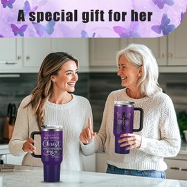 NIAXAUYT Christian Gifts for Women, 40 oz I Can Do All Things Christ Tumbler With Handle, Inspirational Religious Birthday Gifts for Faith Cup, Christian Jesus God Bible Verse Pastor Prayer Gift for Christmas