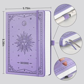 EMSHOI Graph Paper Notebook - 320 Pages, A5 Hardcover Leather, 100gsm Thick Paper, Square Grid Notebook for Women Men Work School Math Writing, Graphing, Engineering, 5.75 x 8.38, Light Purple