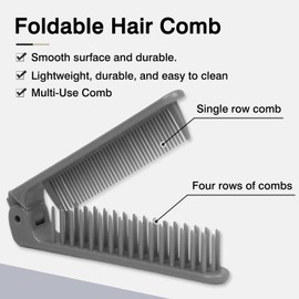3-Piece Pocket Folding Comb Set – Portable Travel Hair Brushes with Dual-Headed Design, Compact and Colorful (Gray, Purple, White)