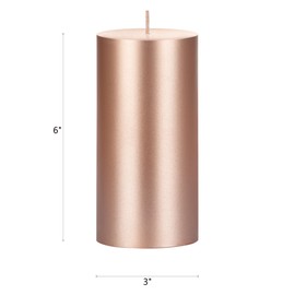 Mega Candles 6 pcs Unscented Solid Rose Gold Pillar Candles, Hand Poured Premium Wax Candle 3 Inch x 6 Inch, Home Décor, Spas, Weddings, Celebrations, Party, Centerpieces, Holidays, Vigils, Prayers