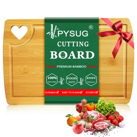 Bamboo Cutting Board,Bamboo Cutting Board for Kitchen, with Hanging Hole, Easy Grip Handle, Juice Grooves, Thick Wooden Cutting Board for Fruits, Veggies, salad, Dishwasher Safe (13 inch)