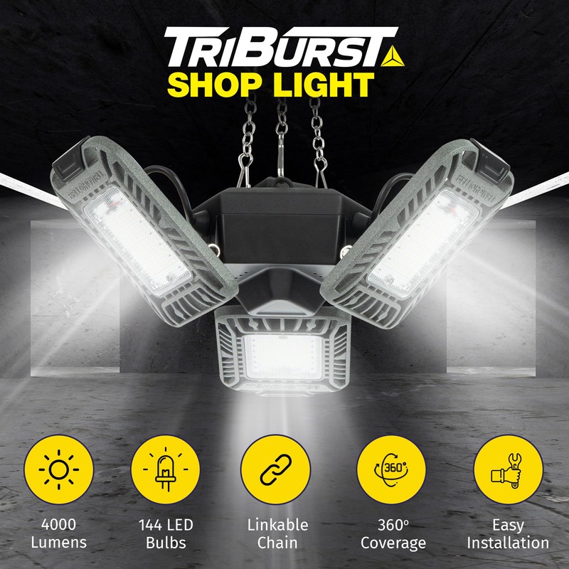Triburst LED Shop Lights for Workshop, 4000 Lumens Super Bright
